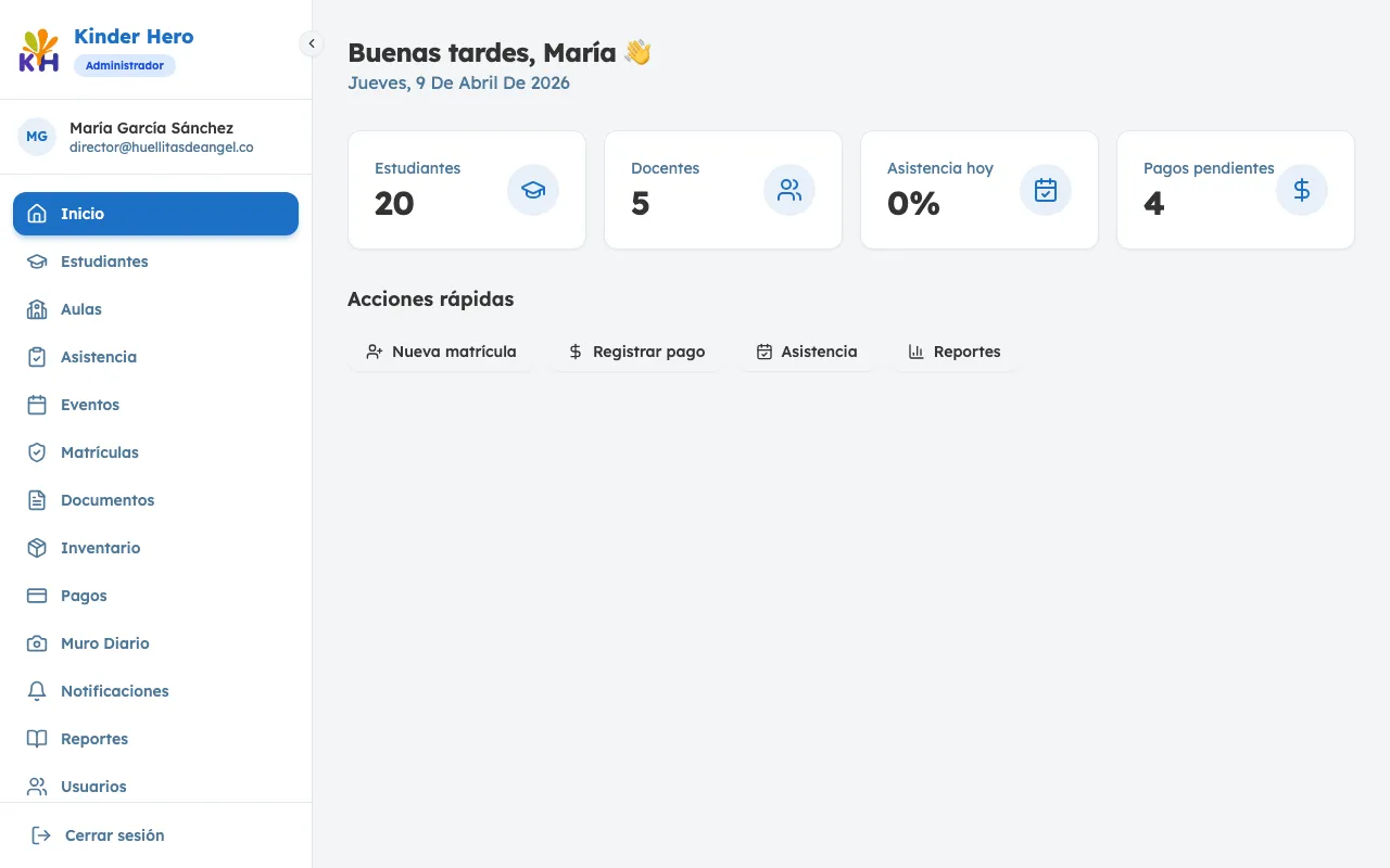 Panel de control principal