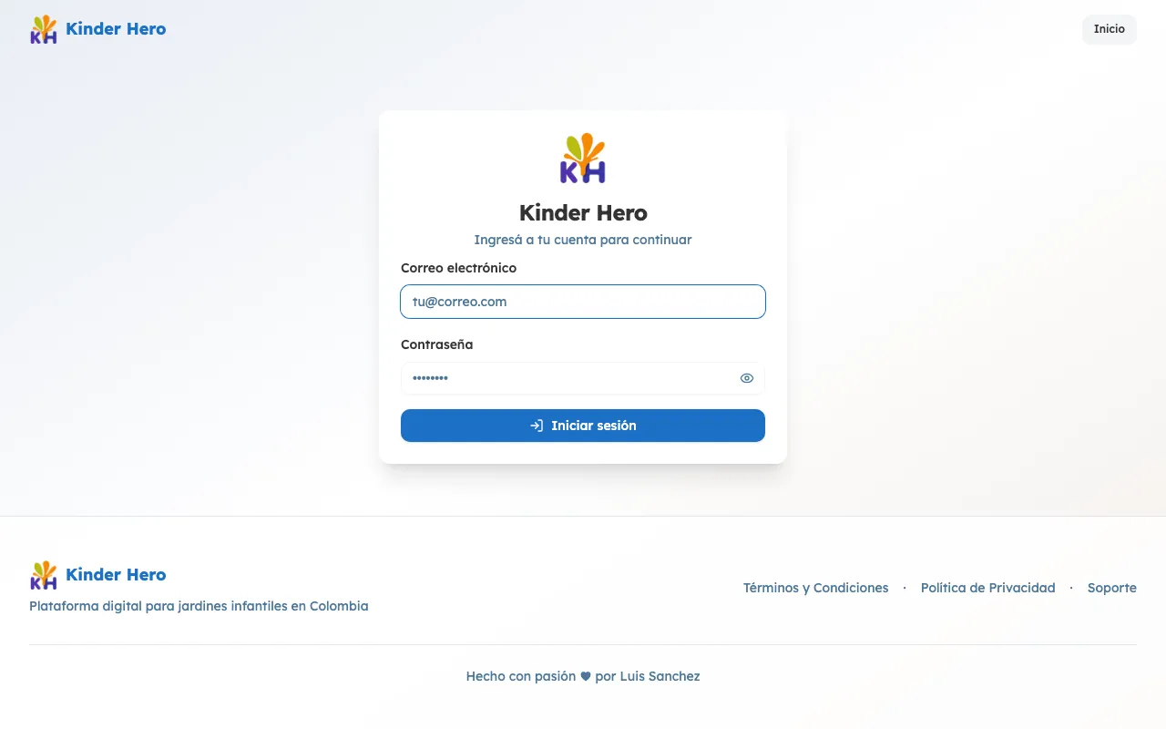 Pantalla de inicio de sesión